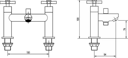 Technical image of Crown Series 1 Bath Shower Mixer Tap With Shower Kit (Chrome).