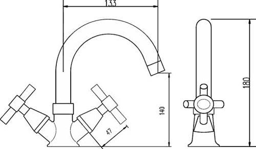 Technical image of Crown Series 1 Economy Basin Tap With Swivel Spout (Chrome).