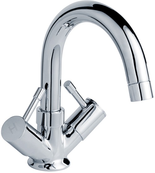 Nuie Crown Series 2 Economy Basin Mixer Tap With Swivel Spout (Chrome).