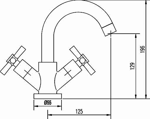 Technical image of Crown Series 1 Basin Tap With Swivel Spout (Chrome).