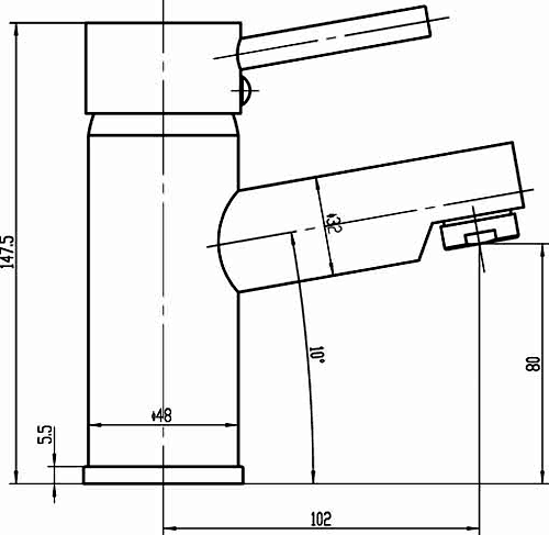 Technical image of Crown Series FII Basin Tap (Chrome).