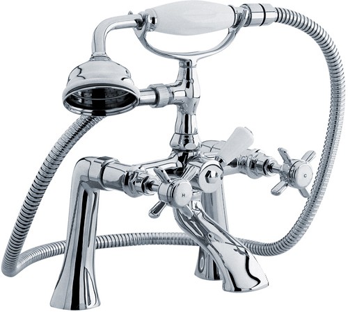 Larger image of Crown Traditional 1/2" Bath Shower Mixer Tap With Shower Kit (Chrome).