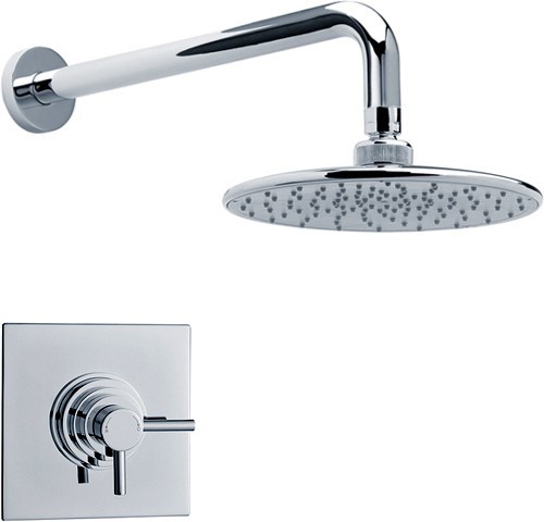 Larger image of Crown Showers Dual Thermostatic Shower Valve With Round Head & Arm.