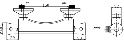 Technical image of Crown Showers Thermostatic Bar Shower Valve (Chrome).