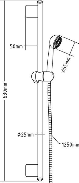 Technical image of Crown Showers Thermostatic Bar Shower Valve With Slide Rail Kit.