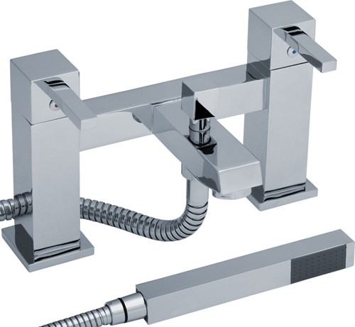 Larger image of Crown Series L Bath Shower Mixer Tap With Shower Kit (Chrome).