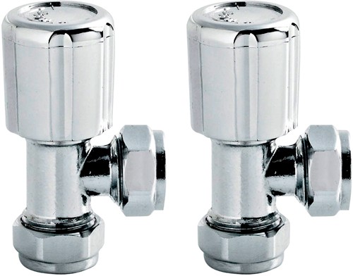 Larger image of Crown Radiator Valves Angled Radiator Valves (Pair, Chrome).