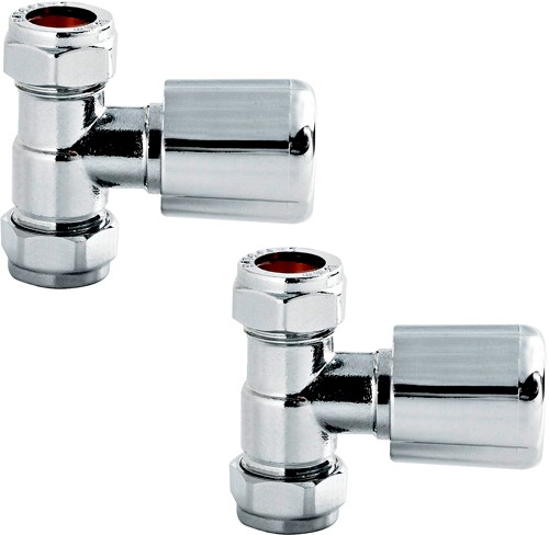 Larger image of Crown Radiator Valves Straight Radiator Valves (Pair, Chrome).