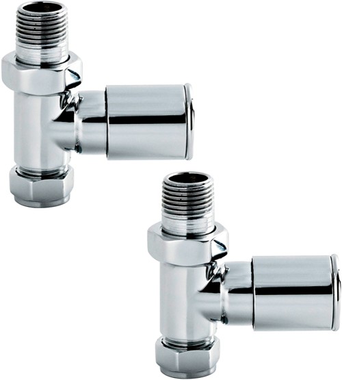 Larger image of Crown Radiator Valves Straight Radiator Valves (Pair, Chrome).