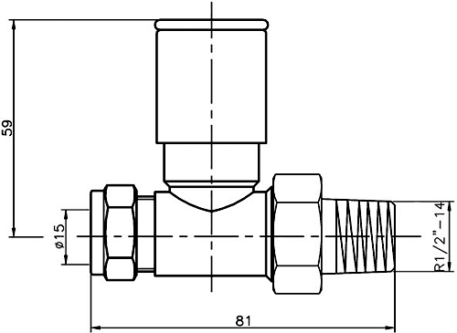 Technical image of Crown Radiator Valves Straight Radiator Valves (Pair, Chrome).