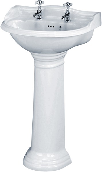 Larger image of Crown Ceramics Ryther 500mm Basin & Pedestal (2 Tap Holes).