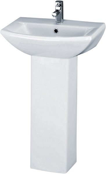 Larger image of Crown Ceramics Asselby 500mm Basin & Pedestal (1 Tap Hole).
