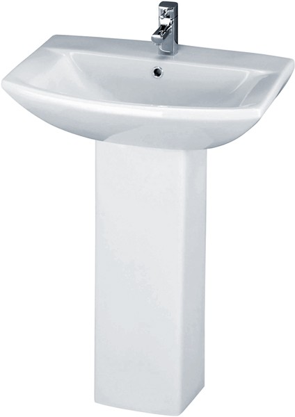 Larger image of Crown Ceramics Asselby 600mm Basin & Pedestal (1 Tap Hole).