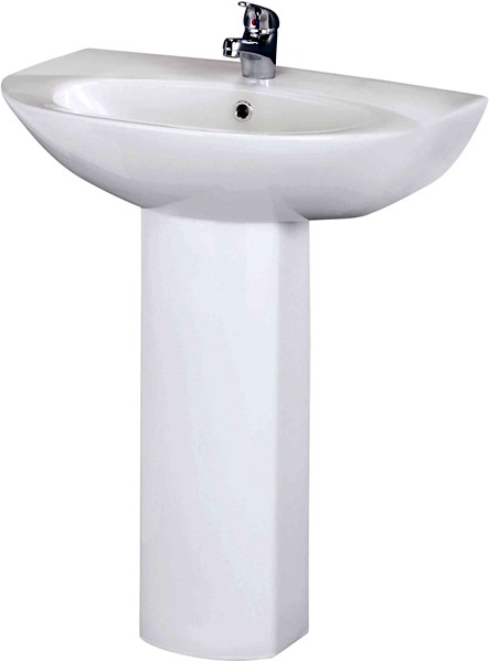 Larger image of Crown Ceramics Knedlington 600mm Basin & Pedestal (1 Tap Hole).