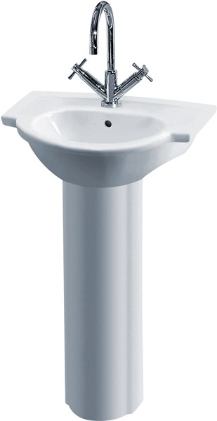 Larger image of Crown Ceramics Linton 500mm Basin & Pedestal (1 Tap Hole).