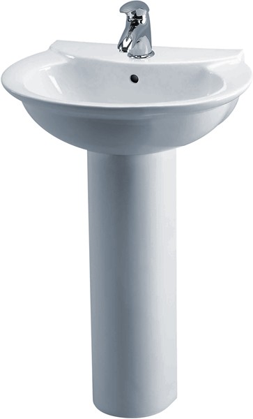 Larger image of Crown Ceramics Otley 600mm Basin & Pedestal (1 Tap Hole).