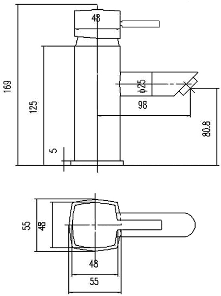 Technical image of Crown Series C Basin Tap With Push Button Waste (Chrome).