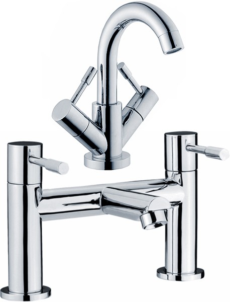 Larger image of Crown Series 2 Basin & Bath Filler Tap Set (Chrome).