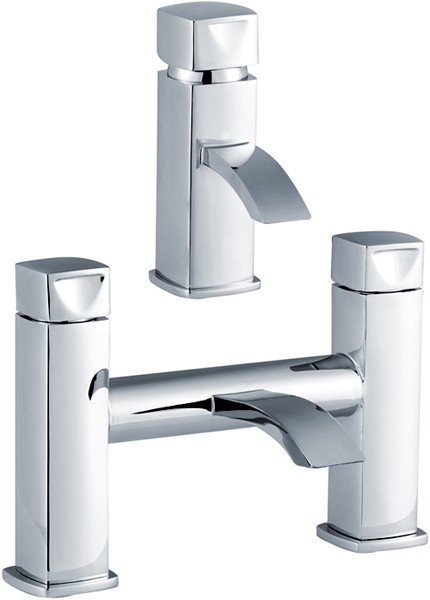 Larger image of Crown Series A Basin & Bath Filler Tap Set (Chrome).