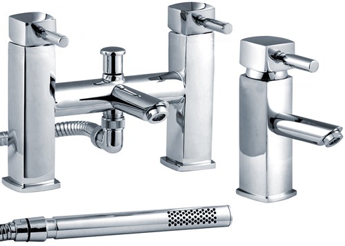 Larger image of Crown Series C Basin & Bath Shower Mixer Tap Set (Chrome).