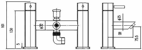 Technical image of Crown Series C Basin & Bath Shower Mixer Tap Set (Chrome).