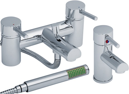 Larger image of Crown Series FII Basin & Bath Shower Mixer Tap Set (Chrome).