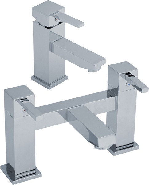 Larger image of Crown Series L Basin & Bath Filler Tap Set (Chrome).