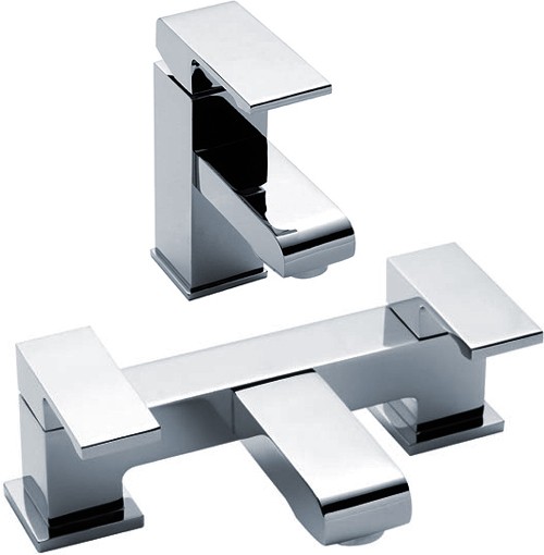 Larger image of Crown Series P Basin & Bath Filler Tap Set (Chrome).