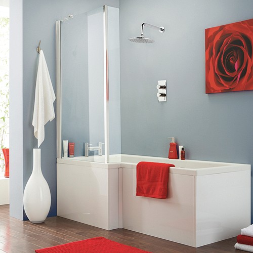 Larger image of Crown Baths Square Shower Bath With Screen & Panels (Left Handed).