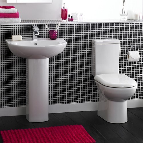 Example image of Crown Suites Square Shower Bath Suite, Toilet & Basin (Left Handed).