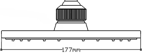 Technical image of Crown Showers Square Shower Head With Swivel Knuckle (177mm, Chrome).