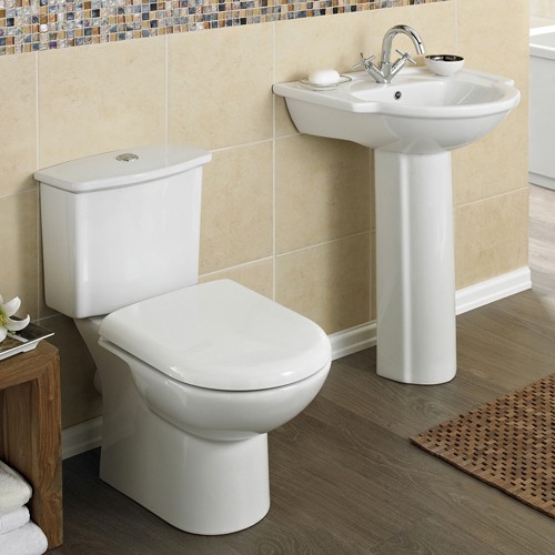 Larger image of Crown Ceramics Linton 4 Piece Bathroom Suite With Toilet, Seat & 600mm Basin.