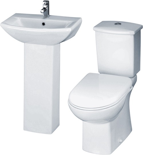Larger image of Crown Ceramics Asselby 4 Piece Bathroom Suite With Toilet & 500mm Basin.