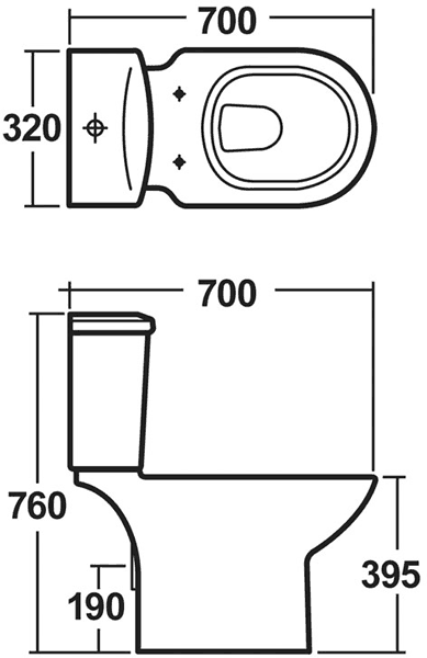 Technical image of Crown Ceramics Asselby 4 Piece Bathroom Suite With Toilet & 500mm Basin.