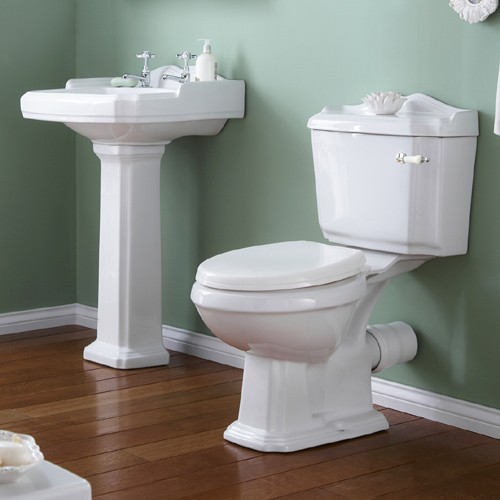 Larger image of Crown Ceramics Legend 4 Piece Bathroom Suite, 580mm Basin (2 Tap Holes).