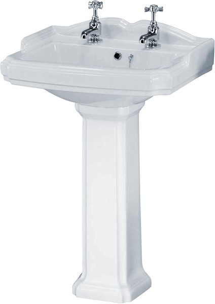 Example image of Crown Ceramics Legend 4 Piece Bathroom Suite, 580mm Basin (2 Tap Holes).