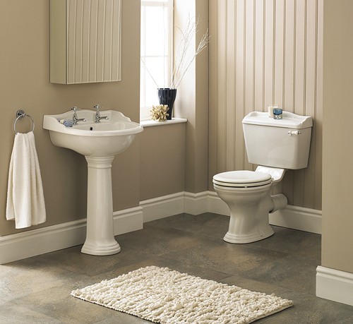 Example image of Crown Ceramics Ryther 4 Piece Bathroom Suite With 600mm Basin (2 Tap Holes).