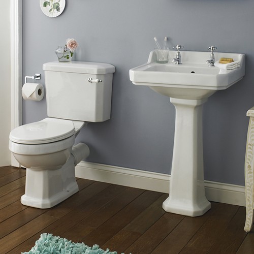 Larger image of Crown Ceramics Carlton 4 Piece Bathroom Suite, 600mm Basin (2 Tap Holes).