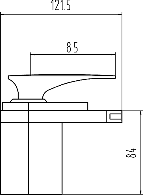 Technical image of Crown Series U Waterfall Basin Mixer Tap (Chrome).