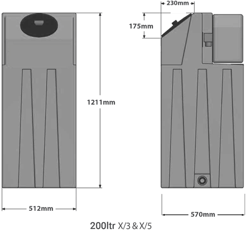 Technical image of PowerTank Xilent X/3 Tank With Variable Speed Pump (200L Tank).