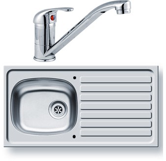 Larger image of Pyramis Kitchen Sink, Waste & Tap. 940x490mm (Reversible).