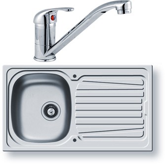 Larger image of Pyramis Sparta Kitchen Sink, Waste & Tap. 860x500mm (Reversible).