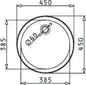 Technical image of Pyramis Round Kitchen Sink, Drainer & Tap With Wastes. 450mm Diameter.