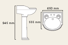 Technical image of Richmond 2 Tap Hole Basin and Pedestal.