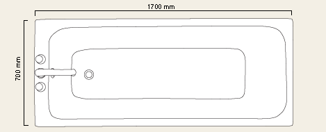 Technical image of Wexford White bath. 1700 x 700mm. Legs included.