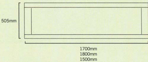 Technical image of daVinci 1700mm modern bath side panel in cherry finish.