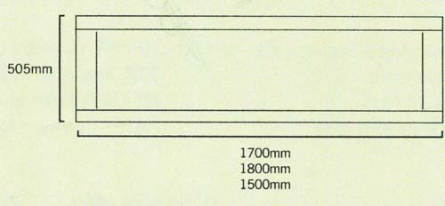 Technical image of daVinci 1800mm modern bath side panel in birch finish.