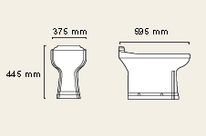 Technical image of Avondale Bidet with 1 Tap Hole.