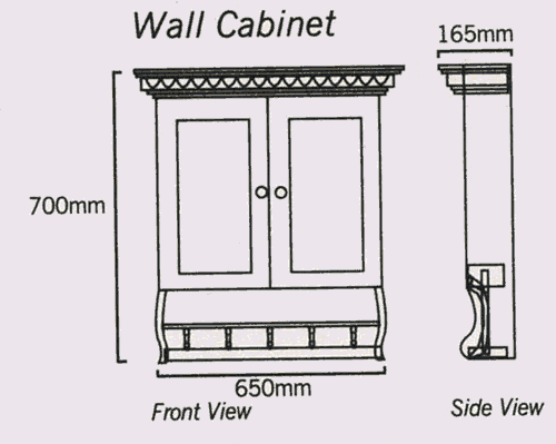 Technical image of Waterford Wood Traditional bathroom cabinet in cherry finish.