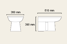 Technical image of Aspen Back To Wall Bidet.  1 Tap Hole.